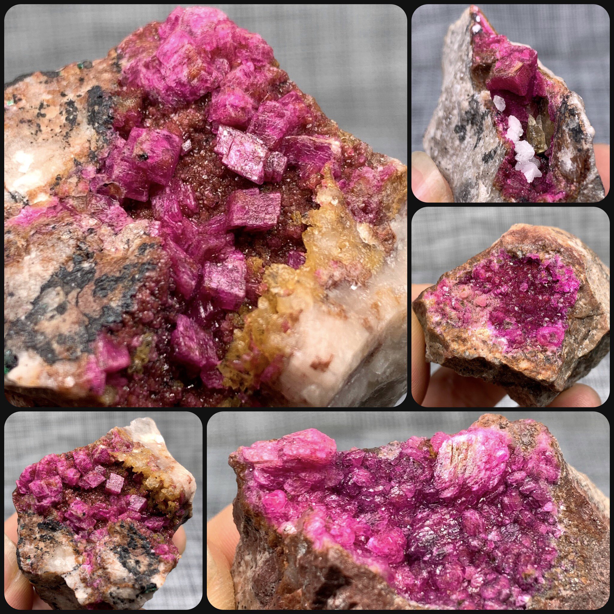 刚果钴方解石 天然粉红色矿石矿物晶体 矿石原石科普教学标本摆件