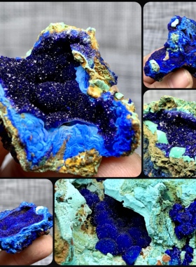 蓝铜矿孔雀石 天然矿物晶体标本矿石原石收藏石头摆件地质科普ltk
