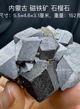 内蒙古晶形磁铁矿石榴石 天然矿物晶体标本矿石原石收藏摆件d28