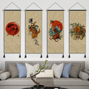 中式 禅意年年有余挂画布艺茶室餐厅挂布复古书房挂毯装 饰画中国风