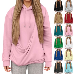 女装秋冬休闲连帽卫衣前大兜袋卫衣