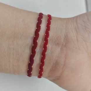 鹿小七纯手工定制手链本命年红绳18k金芝麻珠手绳Diy个性平安喜乐