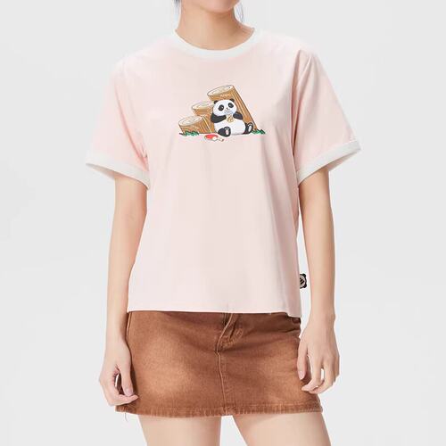 阿迪达斯短袖女装26夏季新款休闲熊猫印花圆领T恤KB7213 KB7214