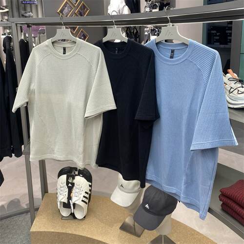 阿迪达斯 FOS 男子运动休闲潮流华夫格宽松短袖T恤KW0106 KW0108