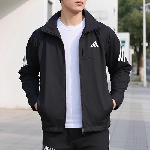 阿迪达斯跑步运动外套26春新款男装梭织夹克防风衣JZ7717 KA8725
