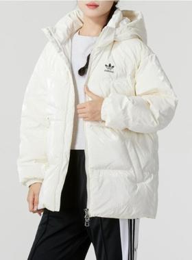 阿迪达斯三叶草女子WMTR DOWN保暖舒适连帽羽绒服JD3781 JD3780
