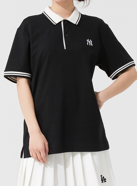 MLB学院风女短袖POLO衫运动服立领T恤2025春季新款3APQB0253