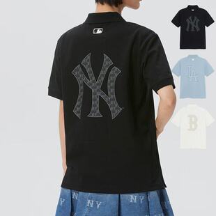 MLB情侣短袖26新款男女NY老花防晒POLO衫翻领运动T恤3APQM0363