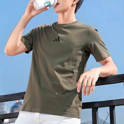 阿迪达斯短袖男2025夏季新款纯棉T恤运动半袖男士体恤JF1097