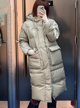 阿迪达斯三叶草新款男女情侣防寒长款羽绒服KC2564KF3698KC2566