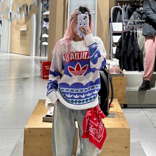 阿迪达斯 三叶草 男女毛衣2025新款LOGO休闲卫衣 JL8367 JL8366