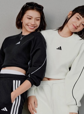 阿迪达斯女圆领针织宽松舒适运动休闲套头卫衣 KC0013 KB7601