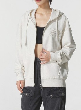 MLB男女25秋冬新款NY大标刺绣连帽卫衣运动夹克外套 3ATRB0654