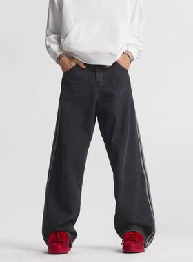 阿迪达斯三叶草男子百搭宽松运动休闲牛仔长裤 KD1497 KD1499