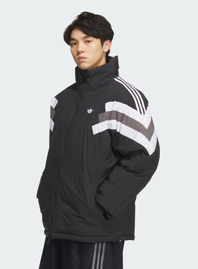 阿迪达斯三叶草冬男立领拼色两面穿保暖运动羽绒服KF9608 KF9609