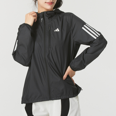 阿迪达斯梭织24年秋季女子运动跑步健身梭织连帽夹克外套IN1576
