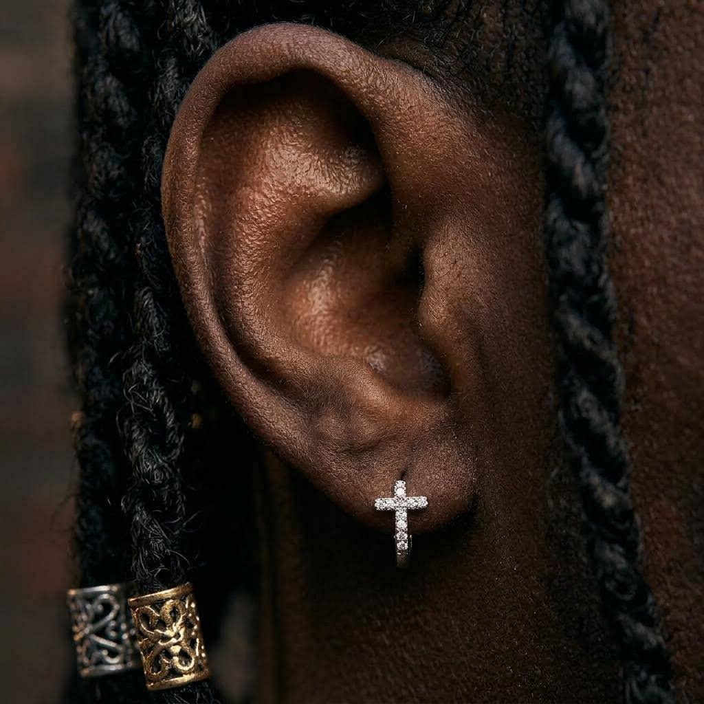 KING官方十字架耳环纯银男款高级感睡觉免摘养耳洞女钻石耳钉耳饰