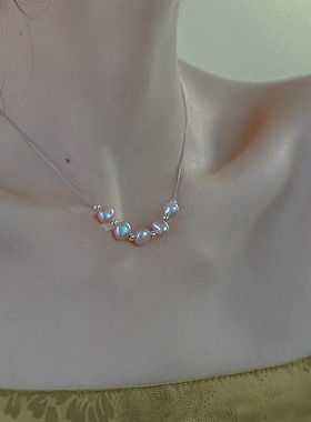 《夏日泡泡糖》回馈款 ！天然巴洛克珍珠925通体纯银项链女2024新