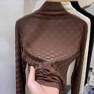 欧洲站双面德绒半高领打底衫女秋冬新款大码女装内搭加绒保暖上衣