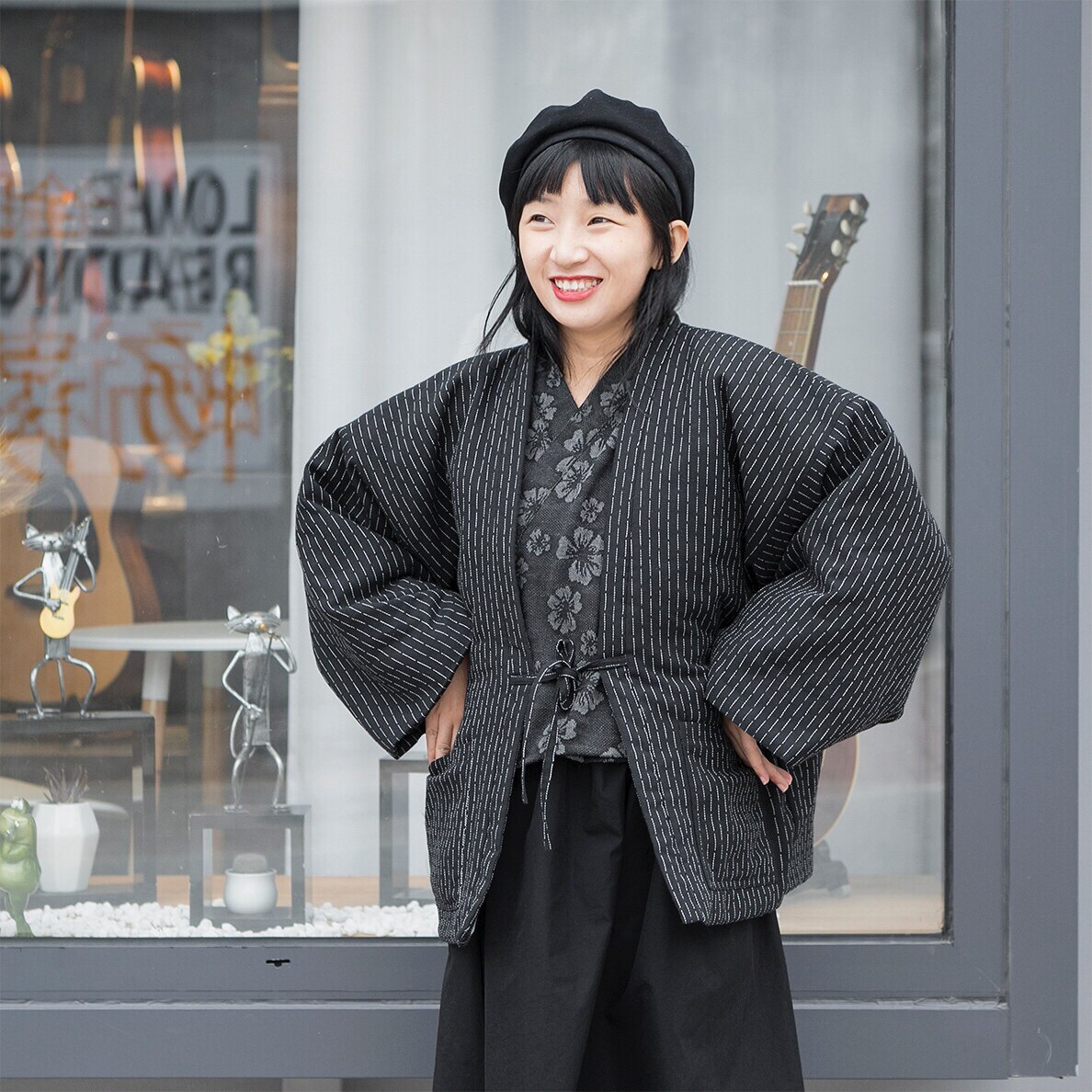 丘山独立设计和服棉袄夹棉羽织和风半缠棉衣日式复古暗黑外套