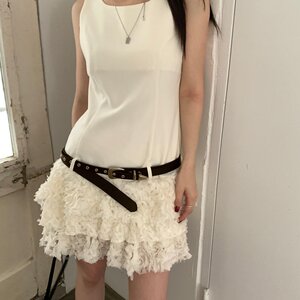 韩国东大门夏季新款花边裙摆拼接背心连衣裙女