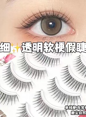黛妃妍透明软梗假睫毛DFY-9 A字仙女毛细梗眼睫毛5对装睫毛