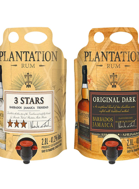 蔗园3星 三星PLANTATION 3 STARS朗姆酒 黑朗姆 2800ml环保袋原装