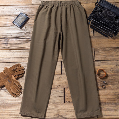 上弹工装 美式复古松紧简约直筒休闲裤
