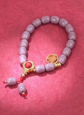 北京景区雪巴琉璃手串浅紫绿黄红