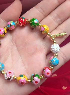 多宝景泰蓝手链潘家园竹节转运珠香灰瓷琉璃繁花系列掐丝手串礼物