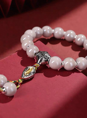 北京潘家园香灰粉瓷珠手串雍字琉璃金箔景区女款多彩瓷珠手链饰品