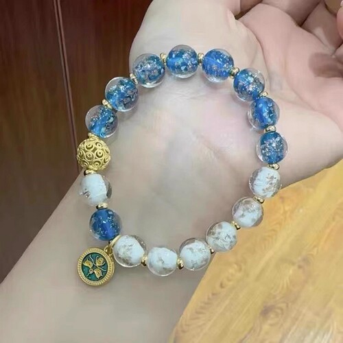 北京香灰琉璃金箔夜光手链