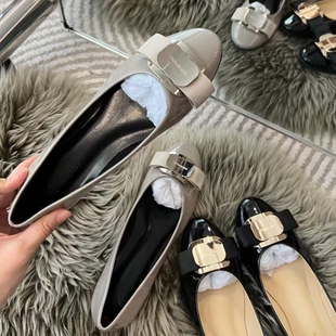 小雨家春秋新款软底芭蕾舞鞋圆头浅口蝴蝶结漆皮平底单鞋妈妈女鞋