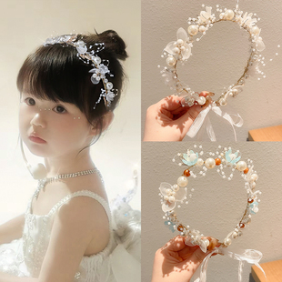儿童花环头饰森系珍珠发箍发带编发女童头箍可爱公主花童头花发饰