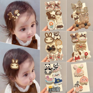 婴儿胎毛碎发贴女宝宝不伤发可爱布艺魔术贴发夹儿童刘海贴发饰