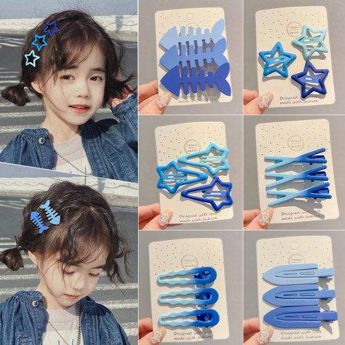 儿童克莱因蓝发夹夏季女童2026新款刘海侧边夹小女孩前额碎发夹子
