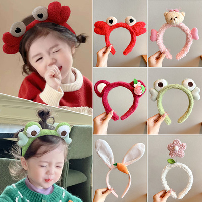 儿童可爱卡通小熊发箍2025新款女童毛绒洗脸头箍发捆小女孩发卡冬