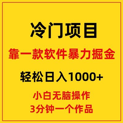 冷门项目，靠一款软件暴力掘金日入1000＋，小白轻松上手第二天