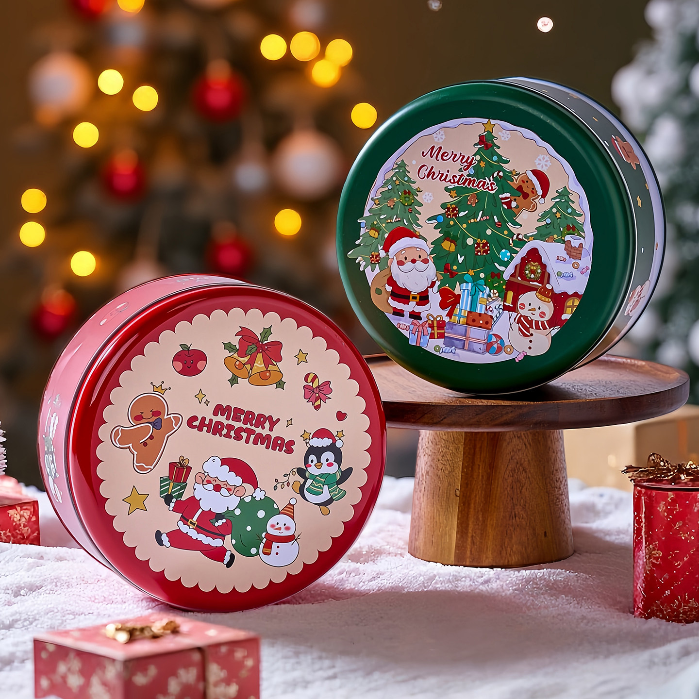 圣诞节礼物盒品伴手包装马口铁空盒小糖果精美铁盒卡通树创意儿童