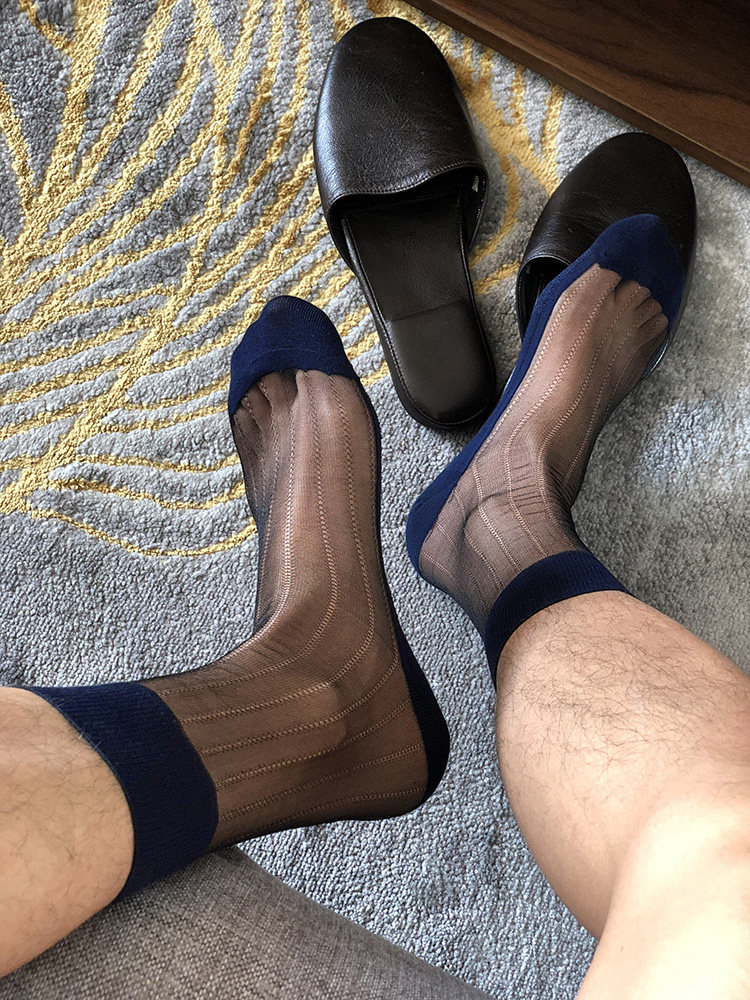 大山先生日本男士正装中筒丝袜单底脚底脚跟加固休闲短袜男士袜
