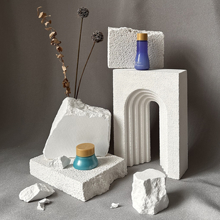 白色石膏石拍照道具摆件几何体多层拱形门洞摄影石头背景ins北欧