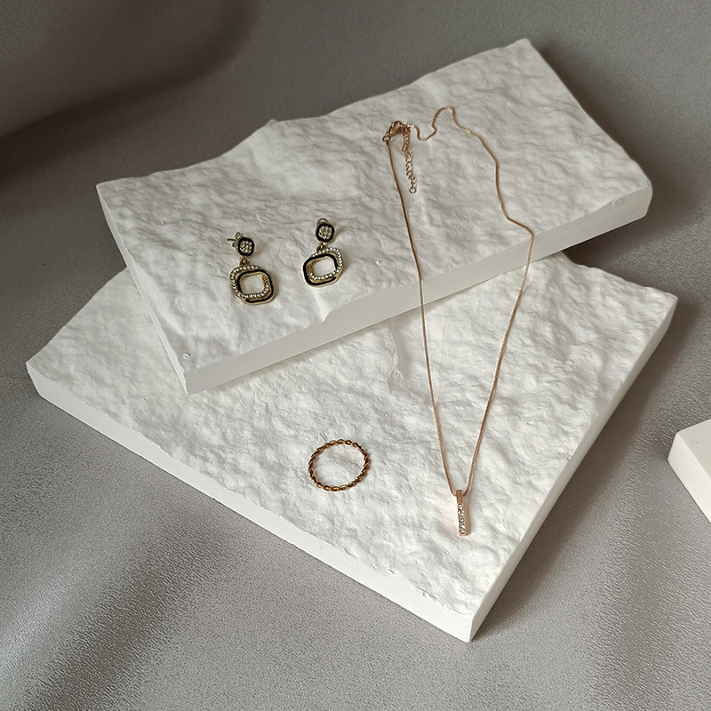 珠宝项链首饰饰品拍照道具装饰石膏肌理石板石头纹ins风复古摆件