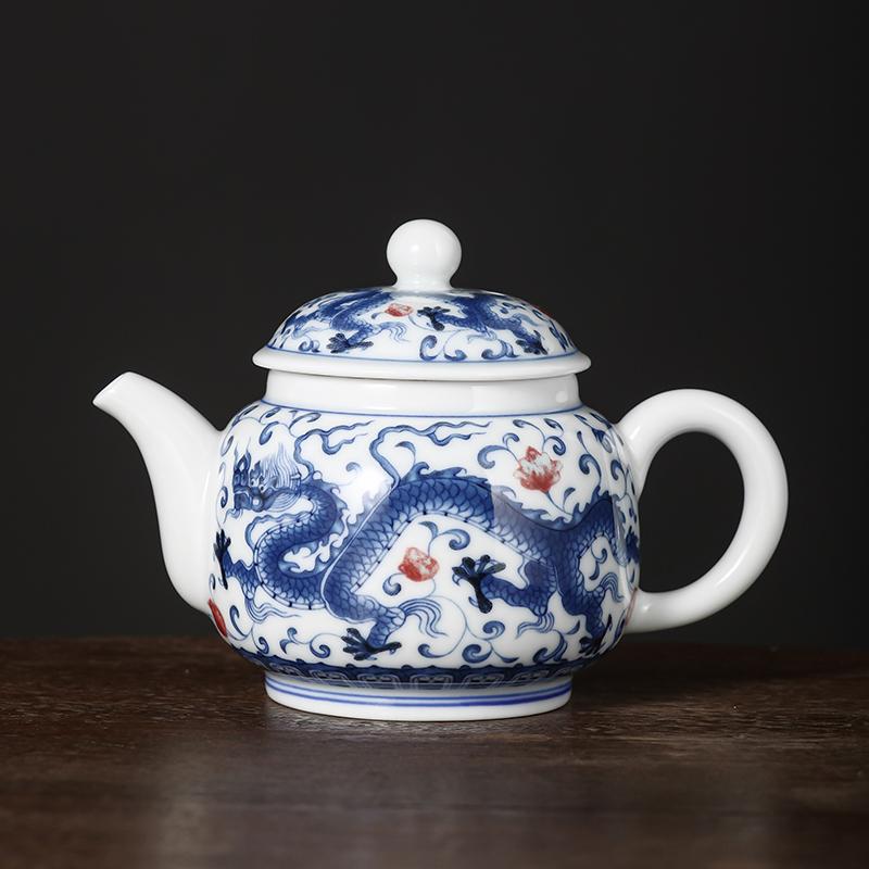 龙凤呈祥莲心壶中式球孔过滤茶壶