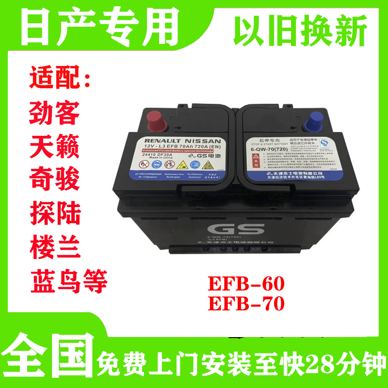 日产原厂原装汽车蓄电池启停电瓶适配劲客天籁奇骏楼兰蓝鸟科雷傲