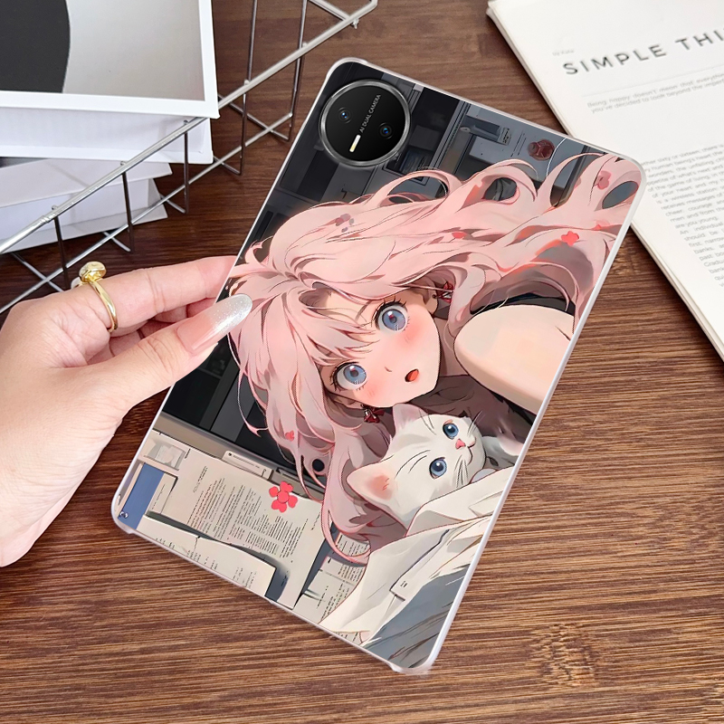 适用华为MatePadMini平板保护套8.8寸透明硬壳动漫日系二次元猫咪女孩可爱卡通高级ins风单面无盖简约