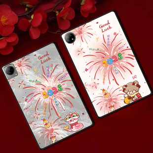 用vivoPad5Pro平板保护套iQOOPad2防摔Pad3Pro软壳PadSE红色新年Air定制Pad2国风卡通烟花ins风简约单面后壳