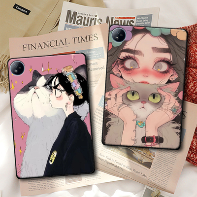 适用IQOOPad5Pro平板保护套Air防摔软壳2Pro定制13轻薄Pad5e猫咪女孩可爱卡通ins风单面无盖简约