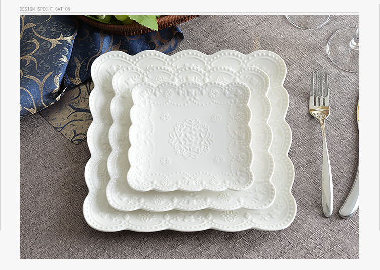 创意陶瓷点心盘西餐盘方形盘子骨瓷小菜盘水果盘糖果盘家用鱼盘子