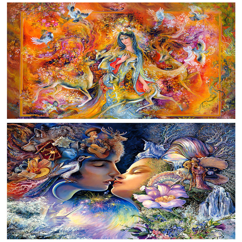 简约花卉油画花仙子客厅餐厅酒店房间床头挂画背胶布画喷绘自粘