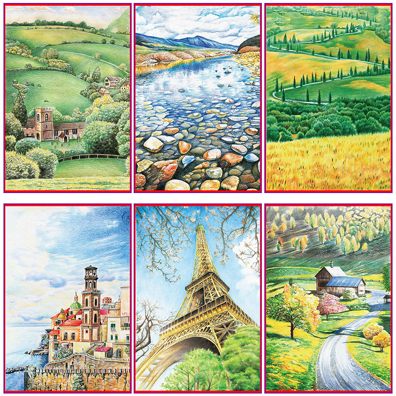 欧式卡通古堡田园风景油画客厅走廊儿童房女孩房间卧室墙画贴画